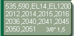F. Jons  535, 590, EL14, EL1200, 2012, 2014, 2015, 2016, 2036, 2040, 2041, 2045, 2050, 2051(3/8-1,5)